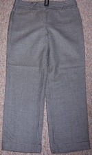 TALBOTS Black Gray Plaid Loose Fit Wool Dress Pants Cuffs Size 12P NWOT