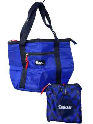 Costco Wholesale Insulated Lunch Bag Tote Food & Drinks 7.5x9x4 Blue w/Pouch