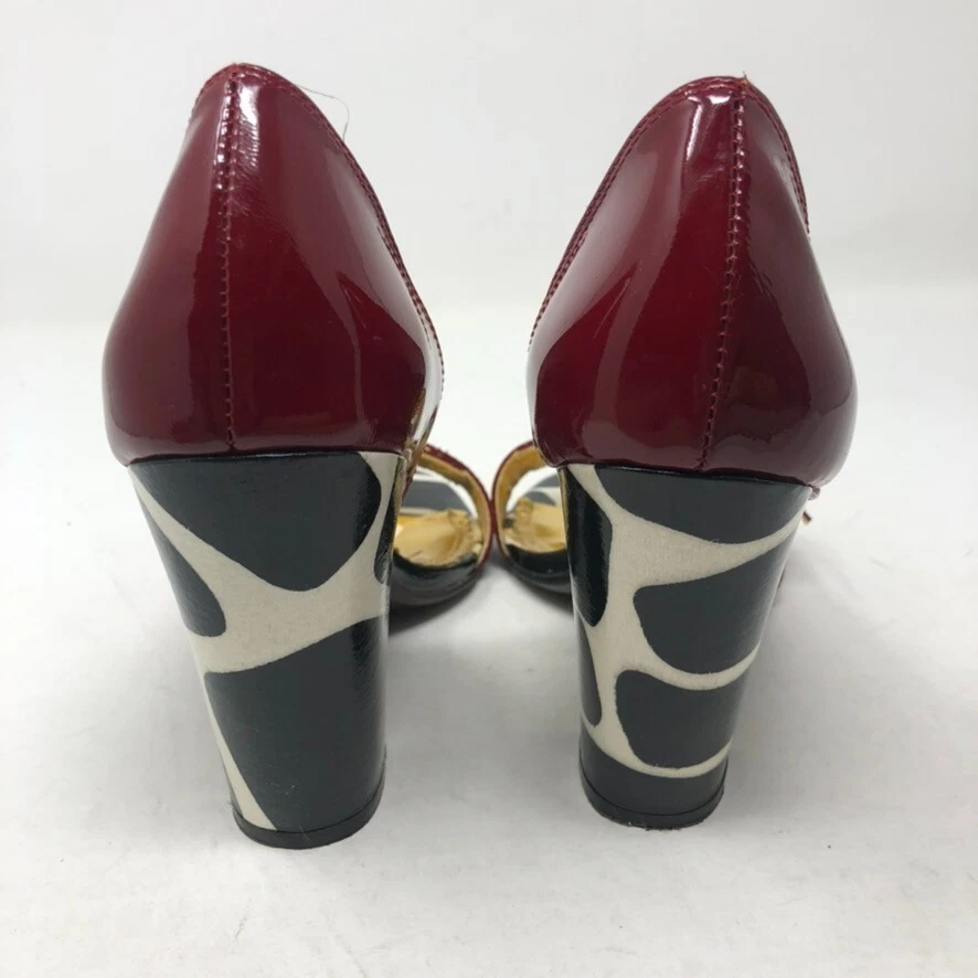 Tacones altos Naughty Monkey charol rojo estampado de vaca sin cordones para mujer 7 Foto 4 de 4