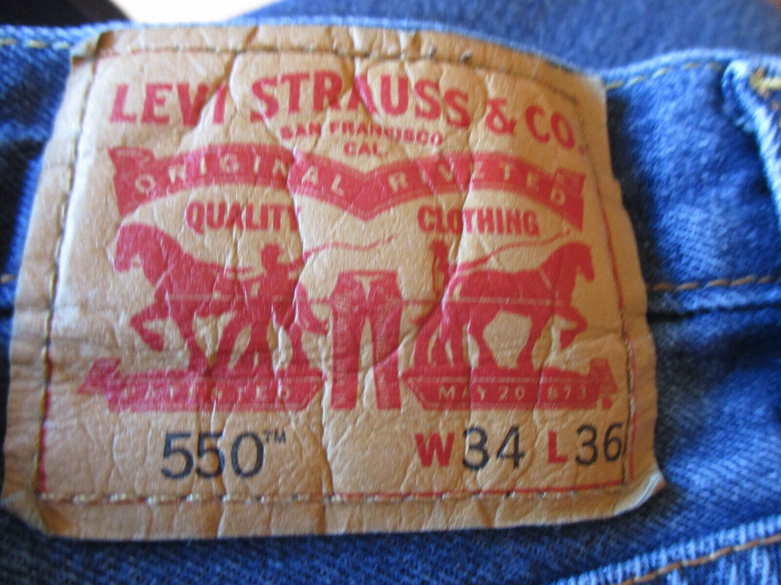 Vintage LEVI'S 550 Zip Fly Denim Jeans Red Tag on back Pocket size 34 x 36  | eBay