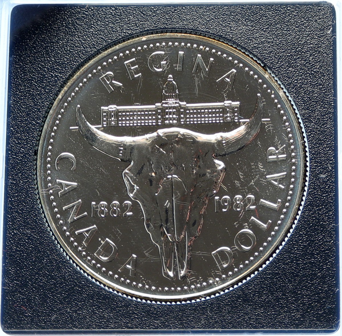 1982 CANADA Queen ELIZABETH II Cattle Skull Proof-like Silver