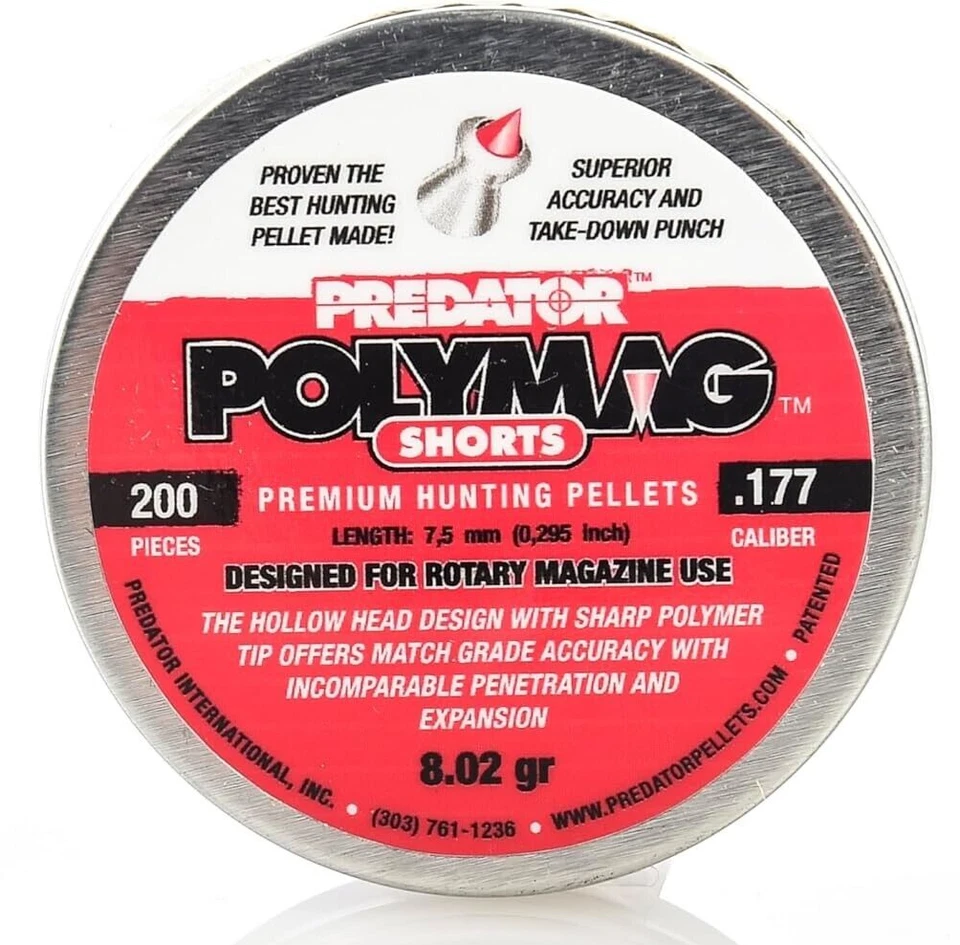 PANTALONES CORTOS JSB PREDATOR POLYMAG 200 unidades puntiagudos 4,5 mm calibre .177 pellets premium Foto 2 de 3