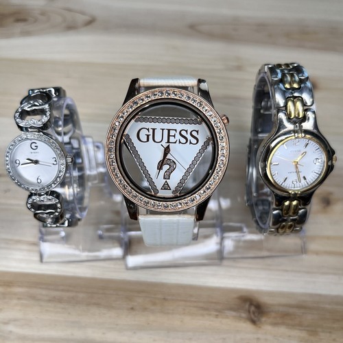 LOT OF 3 Guess Women’s Watches Silver, Pink & Gold Tone - STYLISH BUNDLE!