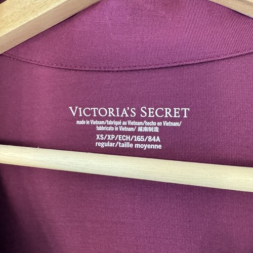 Victoria's Secret Pajama Top Button Up Shirt Womens XS Maroon w/ Pink Trim NEW! - Picture 2 of 7