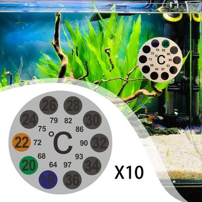 10 Stück Aquarium-Thermometer-Aufkleber, Leicht Ablesbar, Rund, Für