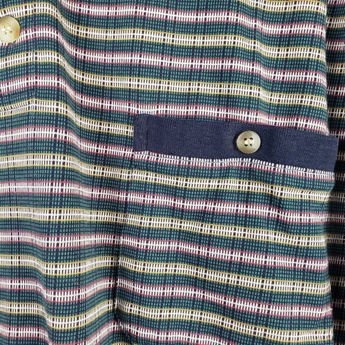 Vintage Members Only Size L Striped Polo Shirt Blue Green 80's Dad Grandpacore - Picture 2 of 8