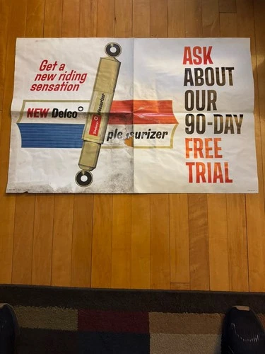 Delco Pleasurizer Shock Absorbers Vintage 60s/70s Paper POS Promotional Poster