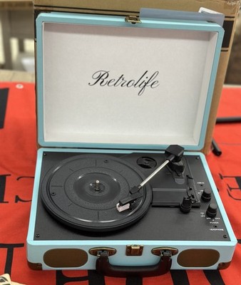 Retrolife Record Player with Speakers 3-Speed Bluetooth Suitcase Portable Vinyl