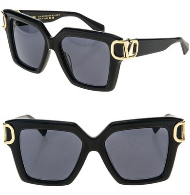 VALENTINO V-UNO VLS107 Black VLS 107E Gold Logo Sunglasses