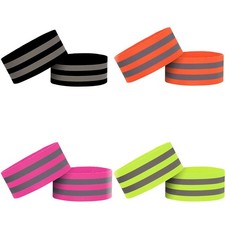 4 Pair Elastic Reflective Bands Arm Leg Band Straps Sport Night Running Cycling