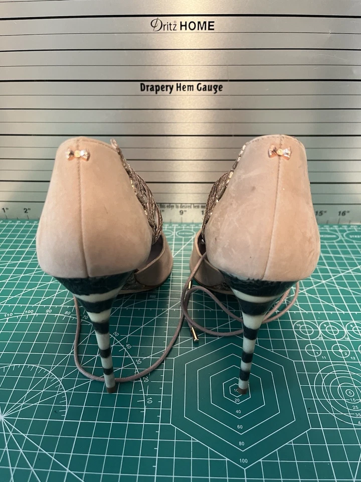 Ted Baker gamuza Stilletos beige tostado cebra/oro rosa cura talla 38/7,5 Foto 4 de 4