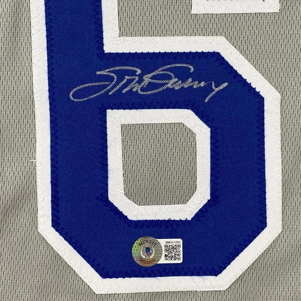 Autographed/Signed STEVE GARVEY Los Angeles Grey Baseball Jersey Beckett BAS COA - Image 3 of 4