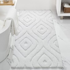 Bathroom Runner Rugs 24x60 White, Soft Non Slip Large Bathroom Mat