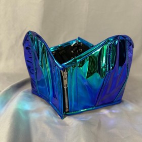 Lavish by Daisy Corsets Blue Iridescent Zipper Front Bustier Top Womens Medium