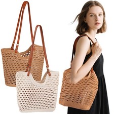 Crochet Bags Beach Mesh Tote Bag Womens Shoulder Shopping Handbag Casual Travel