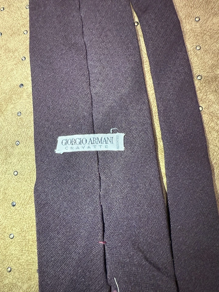 Corbata Giorgio Armani patrón tejido borgoña vintage ropa de hombre corbata de seda pura Foto 3 de 4