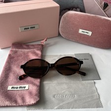 Miu Miu Women's Oval Sunglasses Brown Tortoise Frame Brown Lens FREE SHIPPING
