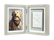 Pearhead Pet Paw Print Photo Frame and Clay Imprint Kit, Distressed Gray
