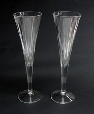 Reed  Barton SoHo Champagne Flutes Set of 2 Cut Crystal Signed Wine Glasses