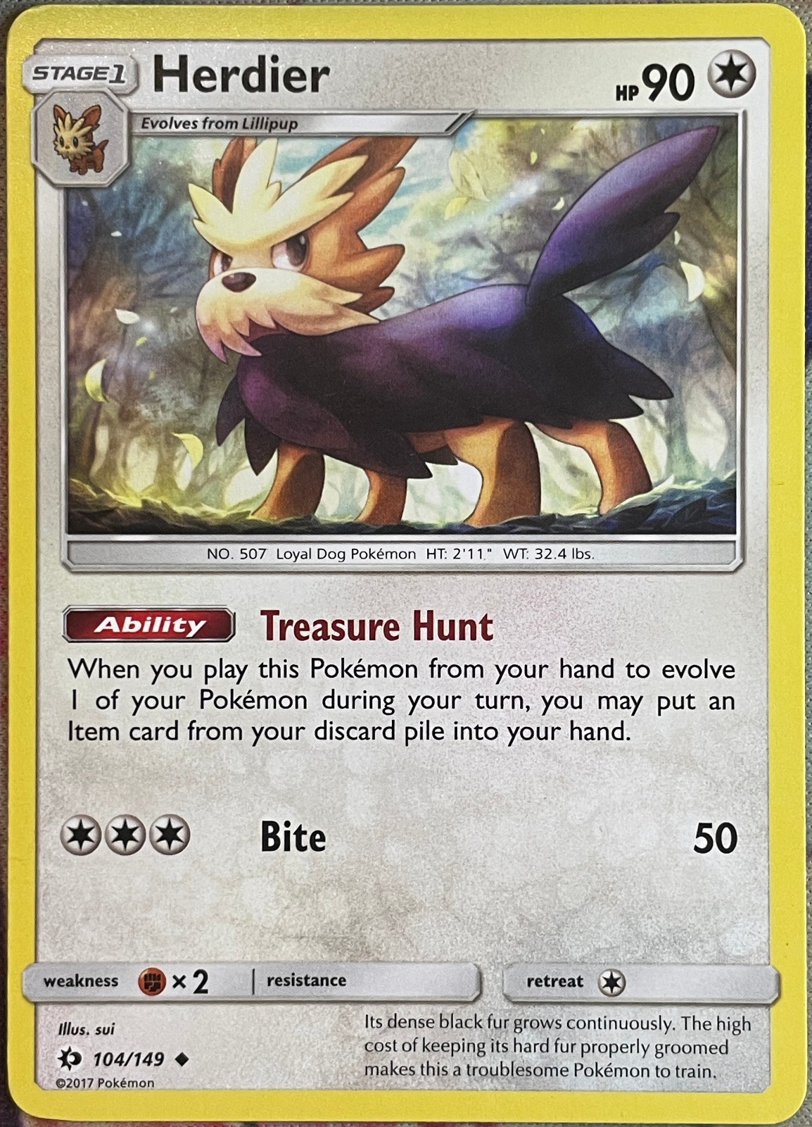 Herdier - 104/149 - Sun & Moon Base Pokemon 2017