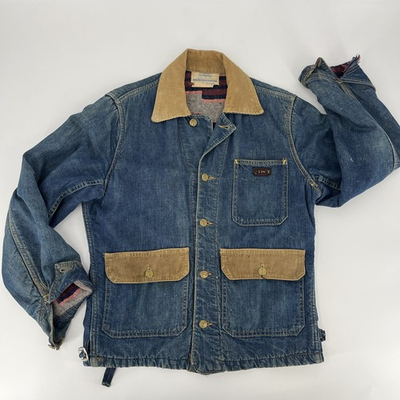 #ad Vtg 50s Big Smith Troy Blanket Lined Denim Corduroy Trim Chore Jacket Medium USA $225.00