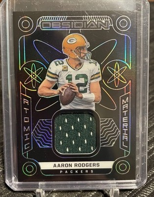 2022 Obsidian Aaron Rodgers Game Worn Patch.  /125 Packers Atomic Material