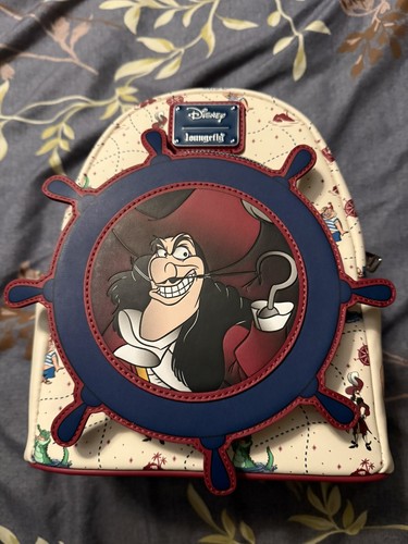 Loungefly Disney Peter Pan Captain Hook Ship Wheel Rotating Mini Backpack