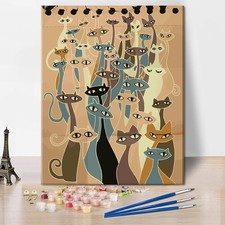 Animal Paint by Numbers Kit for Adults Hand Drawing Doodle Cats Evil