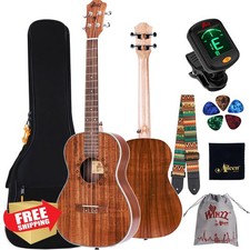 Winzz 30" Baritone Ukulele KOA Wood Kit Natural Matte Beginner