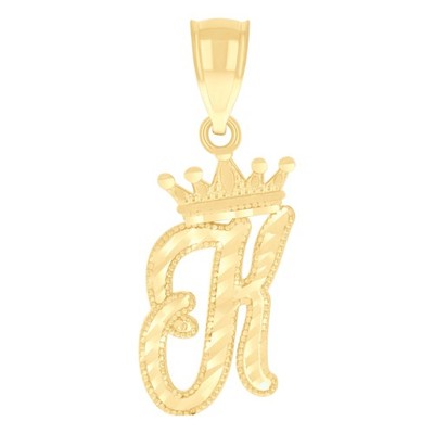 10kt Gelbgold Unisex Krone K Alphabet Initiale Charm Anhänger