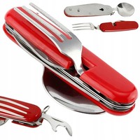 4In1 Taschenmesserbesteck Campingbesteck Gabel LöFfel Messer Essbesteck Outdoor