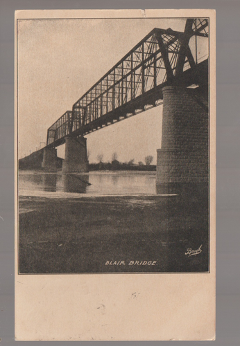 Council Bluffs IOWA 1911 BLAIR BRIDGE Eisenbahnübergang Missouri River B1 IA NE