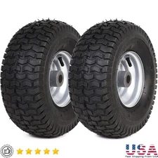 Pneumatic Lawn Mower Tire Wheel Assembly 15x6 Heavy Duty 4-Ply Turf Friendly New