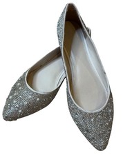 David's Bridal Crystal  Iridescent Stone Ballet Flats AVIE Bridal Size 9.5 M EU
