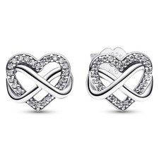 Pandora Jewelry Women's Stud Earrings Sparkling Infinity Heart Silver 292667C01