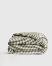 NWOT Quince Twin Linen Flax Duvet Cover ONLY NO SHAMS Olive Gingham