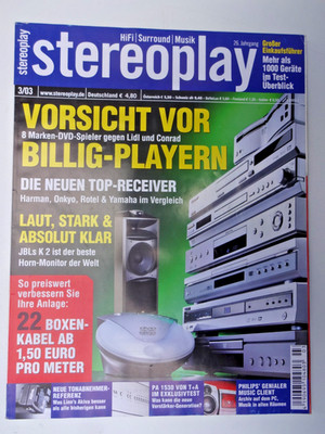 STEREOPLAY 3/03, DANISH PHYSICS POINT ZERO 3,T+A PA 1530,LINN AKIVA,ARL ENTRY XL