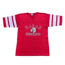 Vintage 80s Wapak Redskins High School Single Stitch Shirt Men's Medium Logo 7