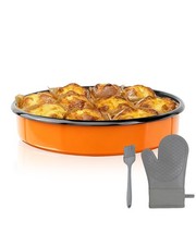 MCCSI 10 Inch Enamel Round Roasting Pan Deep Baking Dish for Chicken Pizza an...