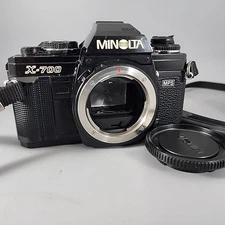 Minolta X-700 SLR Film Camera Body X700 Black + Body Cap + Strap Bundle