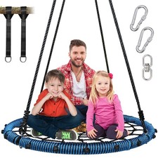 Giant 45" Round Swing Spider Web Tree Swing Net Set for Kids Adult Outdoor Swing