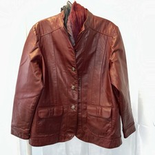Dark Red Genuine Leather Jacket Size 20