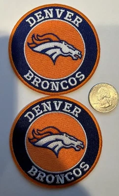 (2) DENVER BRONCOS VINTAGE STYLE EMBROIDERED IRON ON PATCHES 3"x 3” AWESOME!! - Image 1 of 3