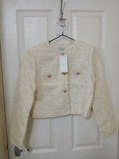 Quiz Cream Boucle Sequin Cropped Jacket