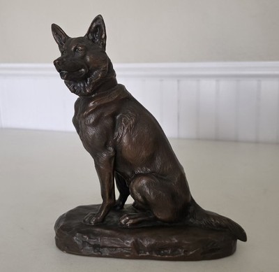 Antique Jennings Brothers JB 2155 Metal 9'' German Shepherd Dog Statue Figure