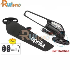 For Aprilia RS660 RSV4 RS125 RS250 LED Mirrors Wind Wing Rotating Rearview
