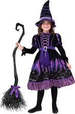 Purple witch costume for girls, No Broom included, Toddler 3-4 years