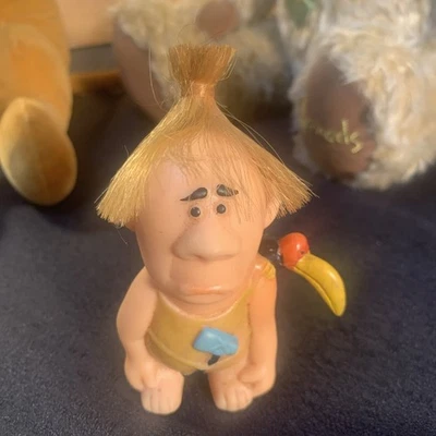 VTG 1960s Marx Toys Rubber Vinyl Caveman Figure W Toucan Bird RARE 4" Mint Troll - Image 1 of 4