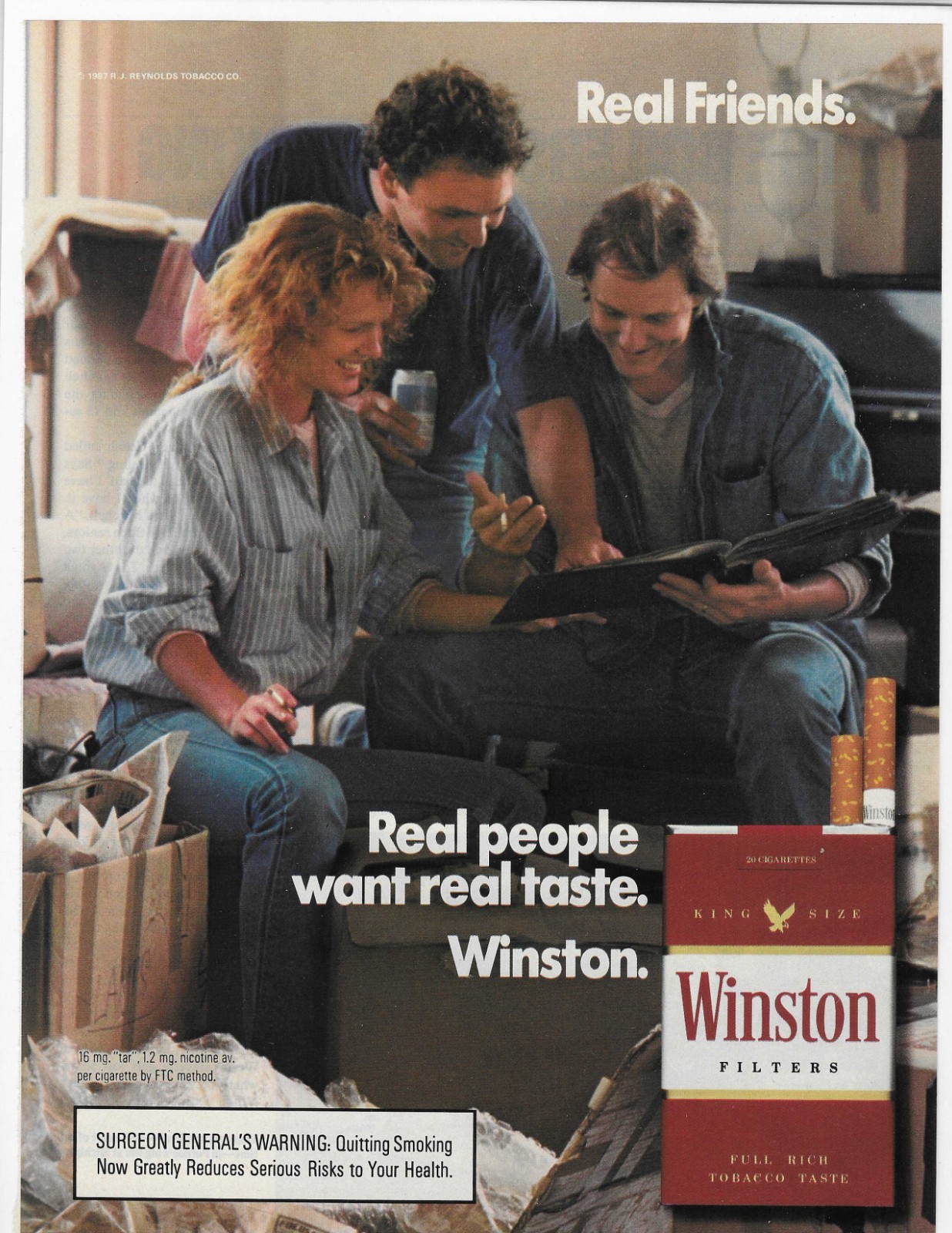 Real Friends.  Winston Filters  Cigarettes Original Print Ad