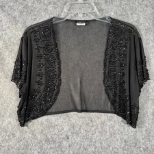 Y2K S Levine Beaded Sheer Bolero Shrug Jacket Womens M Elegant Whimsigoth Crop